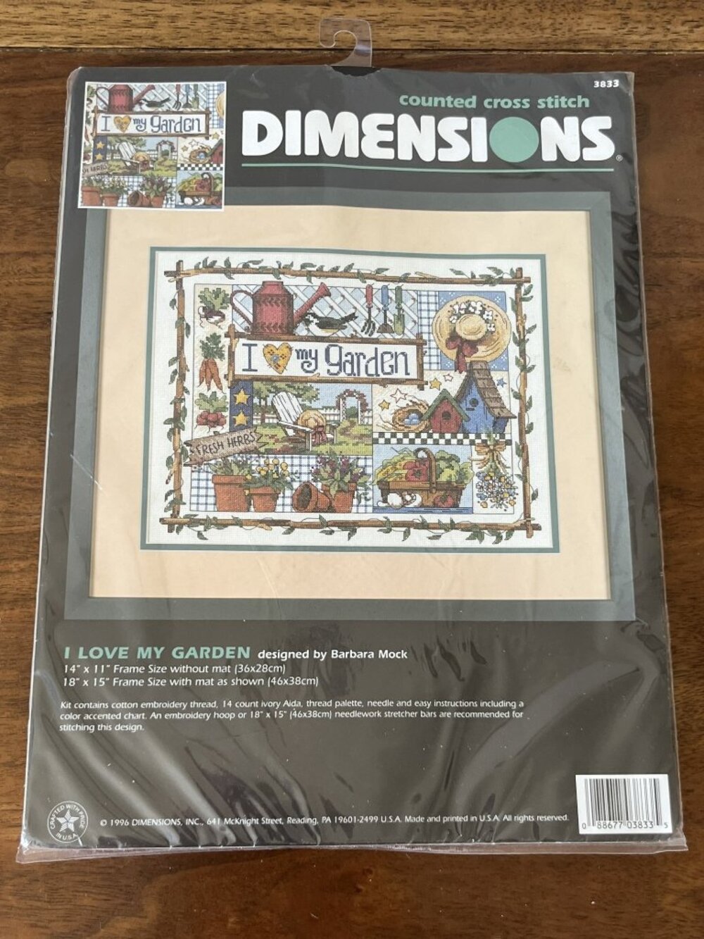 New Dimensions 1996 Cross Stitch Kit "I Love My Garden" Barbara Mock 3833 Sealed